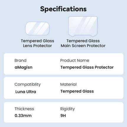 For Insta360 Luna Ultra aMagisn 9H Tempered Glass Screen Protector Screen & Lens Protective Film, 1+1 Pack, 2+2 Pack