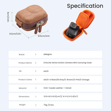 AMagisn ChicLite Series Action Camera Mini Carrying Case For Insta360, DJI Osmo Action & GoPro Hero