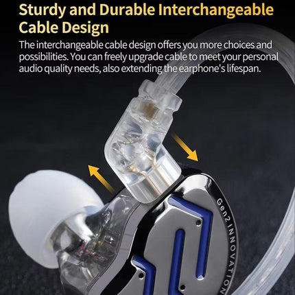 KZ-ZSN PRO 2 Hybrid Dynamic + Balanced Armature In-Ear 1.2m Wired Earphones Stage Vocals Music Gaming Hi-Fi Earbuds, Blue Black Standard, Blue Black With Mic, Silver Standard, Silver With Mic, Gold Standard, Gold With Mic
