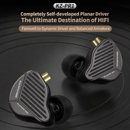 KZ-PR1 Planar Magnetic 1.2m Wired Earphones 13.2mm Planar Driver High-Res Hi-Fi Earbuds, Standard, With Mic