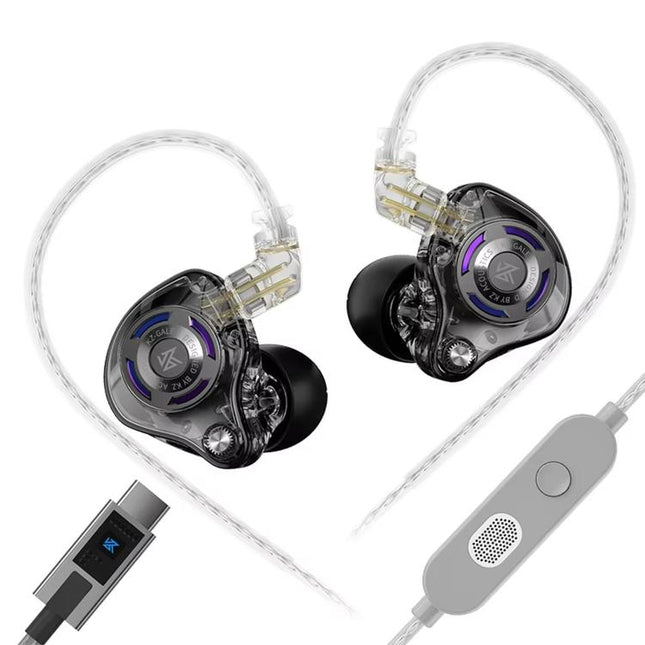 KZ-Gale HiFi 1.2 m Wired Game Earphones, Black Standard 3.5mm, Black With Mic 3.5mm, White Standard 3.5mm, White With Mic 3.5mm, Black M2 Cable Sound Card Type-C, White M2 Cable Sound Card Type-C