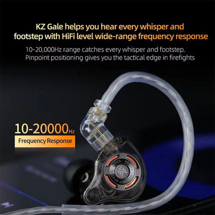 KZ-Gale HiFi 1.2 m Wired Game Earphones, Black Standard 3.5mm, Black With Mic 3.5mm, White Standard 3.5mm, White With Mic 3.5mm, Black M2 Cable Sound Card Type-C, White M2 Cable Sound Card Type-C