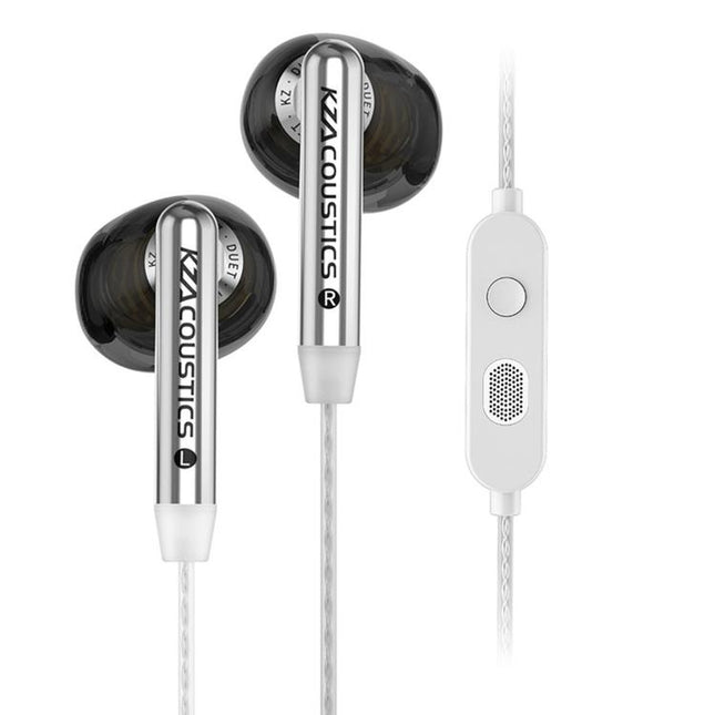 KZ-Duet Quad-core Dual Dynamic Driver 1.2m Wired Earphones, Black Standard 3.5mm, Black With Mic 3.5mm, White With Mic 3.5mm, Black Type-C Sound Card