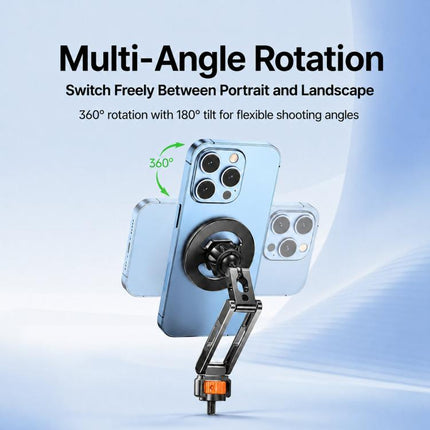 1/4 Inch Screw Phone Tripod Mount for Cameras Monitors Ring Lights, Magnetic Mount, Tension Phone Clamp, 17mm Ball Joint Base Only