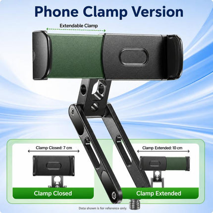 1/4 Inch Screw Phone Tripod Mount for Cameras Monitors Ring Lights, Magnetic Mount, Tension Phone Clamp, 17mm Ball Joint Base Only
