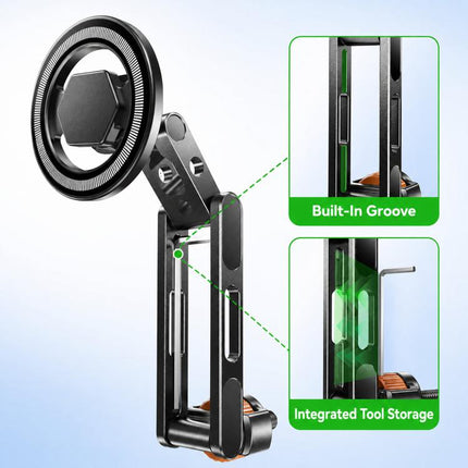 1/4 Inch Screw Phone Tripod Mount for Cameras Monitors Ring Lights, Magnetic Mount, Tension Phone Clamp, 17mm Ball Joint Base Only