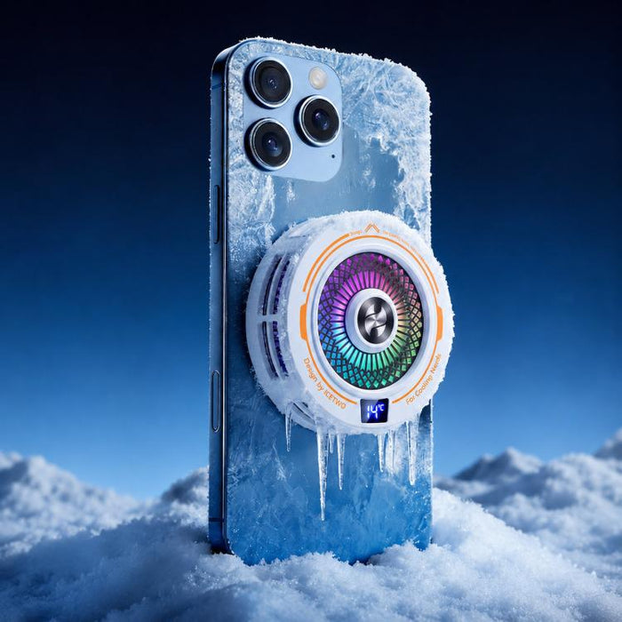 AI Mobile Phone Cooler Magnetic Semiconductor Radiator with Temperature Display & RGB Light, White, Black, With Clip White, With Clip Black