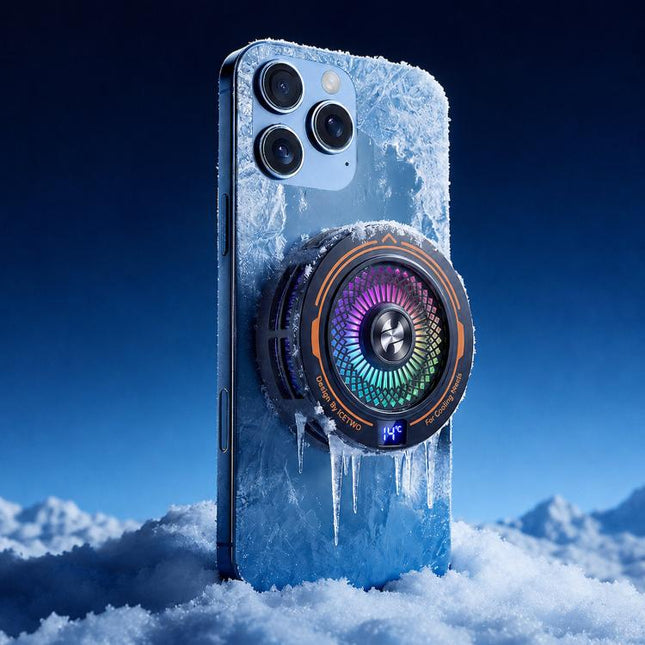 AI Mobile Phone Cooler Magnetic Semiconductor Radiator with Temperature Display & RGB Light, White, Black, With Clip White, With Clip Black