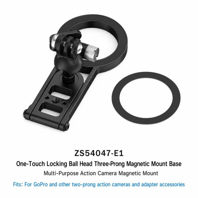 Magnetic Action Camera Mount Base, Universal 2-Prong Ball Joint, For Insta360 GO 3/3S Quick Release, For GoPro 13 Quick Release, For DJI Action 5 Pro/4/3/2 Quick Release, For 1/4inch Screw Hole Camera, Universal 17mm Ball Joint                         ...