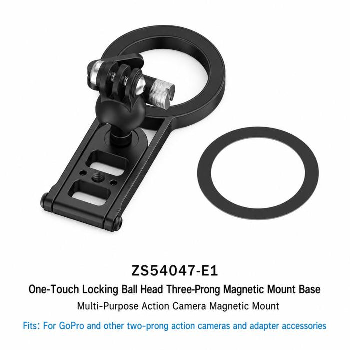 Magnetic Action Camera Mount Base, Universal 2-Prong Ball Joint, For Insta360 GO 3/3S Quick Release, For GoPro 13 Quick Release, For DJI Action 5 Pro/4/3/2 Quick Release, For 1/4inch Screw Hole Camera, Universal 17mm Ball Joint                         ...