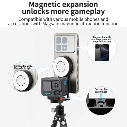 Magnetic Action Camera Mount Base, Universal 2-Prong Ball Joint, For Insta360 GO 3/3S Quick Release, For GoPro 13 Quick Release, For DJI Action 5 Pro/4/3/2 Quick Release, For 1/4inch Screw Hole Camera, Universal 17mm Ball Joint                         ...