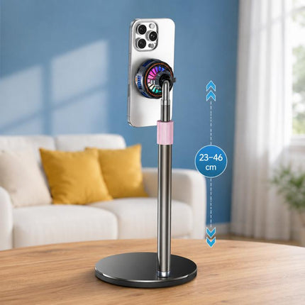 17mm Ball Joint Magnetic Phone Cooler 3-Speed Semiconductor Cooling Fan, H8A Cooler Only, with Air Vent Clip C50, with Telescopic Suction Mount C12, with Desktop Live Stand A124, with Floor Tripod KP002, with Air Vent Hook C49