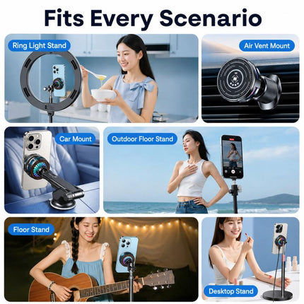 17mm Ball Joint Magnetic Phone Cooler 3-Speed Semiconductor Cooling Fan, H8A Cooler Only, with Air Vent Clip C50, with Telescopic Suction Mount C12, with Desktop Live Stand A124, with Floor Tripod KP002, with Air Vent Hook C49