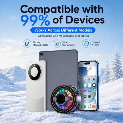 17mm Ball Joint Magnetic Phone Cooler 3-Speed Semiconductor Cooling Fan, H8A Cooler Only, with Air Vent Clip C50, with Telescopic Suction Mount C12, with Desktop Live Stand A124, with Floor Tripod KP002, with Air Vent Hook C49