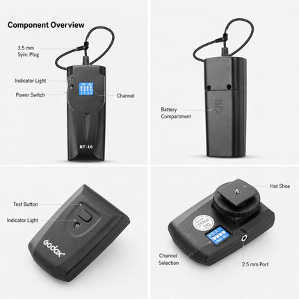 Godox RT16 Flash Trigger Studio Light Photography Light DSLR Camera Remote Control Wireless Sync Trigger, Transmitter, Receiver, Transmitter+Receiver, Transmitter+2 Receiver, Transmitter+3 Receiver