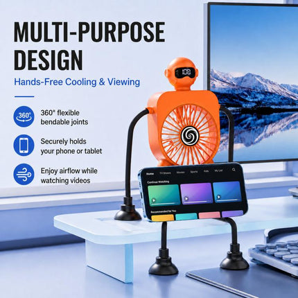 F17 Smart Digital Display Suction Cup Robot Fan 100 Speed Levels Desktop Fan