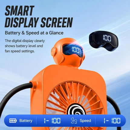 F17 Smart Digital Display Suction Cup Robot Fan 100 Speed Levels Desktop Fan