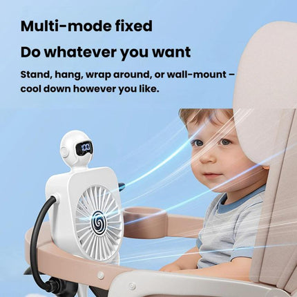 F17 Smart Digital Display Suction Cup Robot Fan 100 Speed Levels Desktop Fan