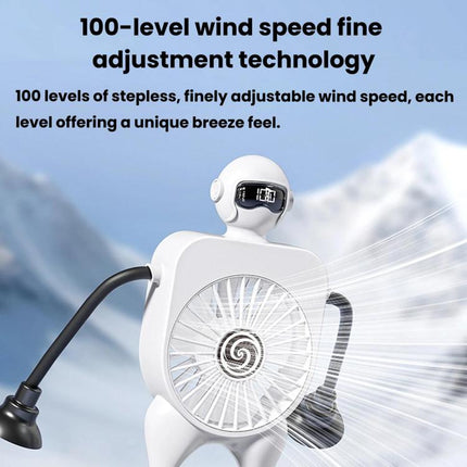F17 Smart Digital Display Suction Cup Robot Fan 100 Speed Levels Desktop Fan