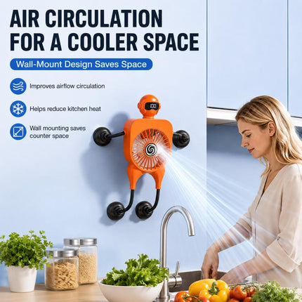 F17 Smart Digital Display Suction Cup Robot Fan 100 Speed Levels Desktop Fan