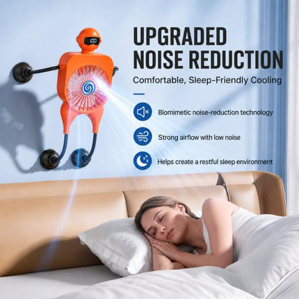 F17 Smart Digital Display Suction Cup Robot Fan 100 Speed Levels Desktop Fan