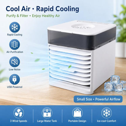 Mini USB Air Cooler Desktop Portable Cooling Fan, 18x15.5x17cm