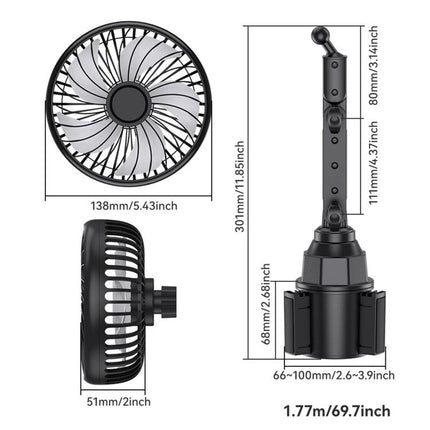 SHUNWEI 12V/24V Car Cup Holder Fan With USB Single Head, SD-2701