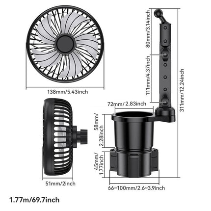SHUNWEI 2 In 1 Car Cup Holder Multifunctional Adjustable Fan, SD-2704