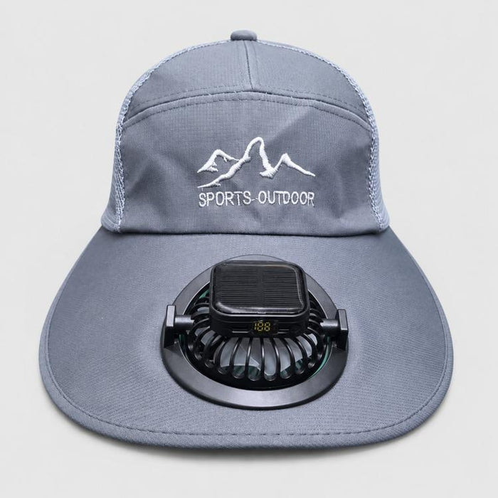 Wide Brim Solar Fan Hat with Smart LED Power Display Type-C Rechargeable UV Sun Cap, 600mAh, 300mAh