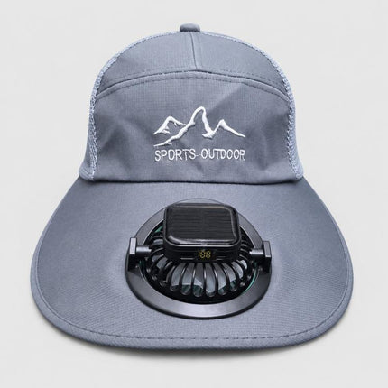 Wide Brim Solar Fan Hat with Smart LED Power Display Type-C Rechargeable UV Sun Cap, 600mAh, 300mAh