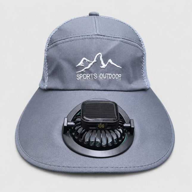 Wide Brim Solar Fan Hat with Smart LED Power Display Type-C Rechargeable UV Sun Cap, 600mAh, 300mAh