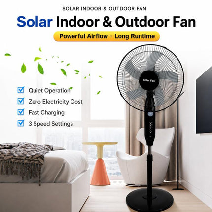 Solar Pedestal Fan With 18000mAh Battery 16 inch Standing Fan