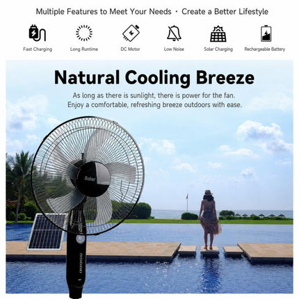 Solar Pedestal Fan With 18000mAh Battery 16 inch Standing Fan