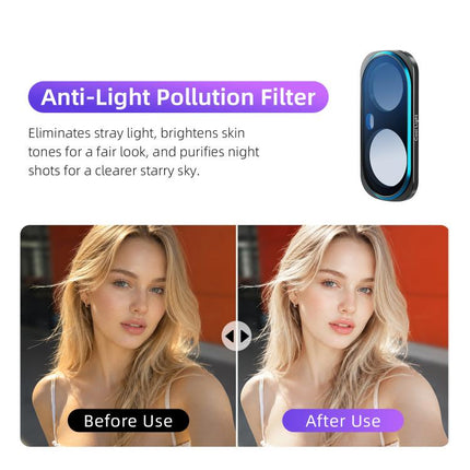 For Insta360 Luna Ultra aMagisn Magnetic Lens Filter, Adj CPL/UV/Black Mist/VND2-32/LPR, Adj CPL/UV/Black Mist/VND2-32, Adj CPL/VND2-32, ND8/16/32/64/128, Adjustable CPL Filter, 1/4 Black Diffusion, LPR, VND2-32, ND8, ND16, ND32, ND64, ND128, 6-Point Star