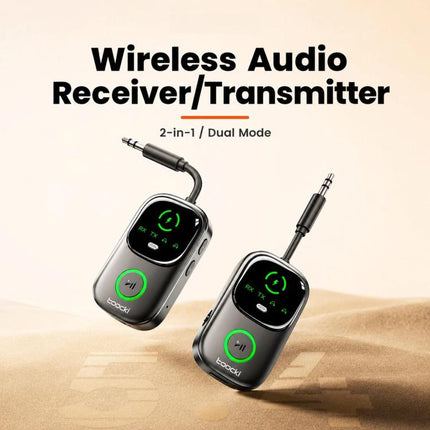 Toocki 2-in-1 Bluetooth 5.4 Transmitter Receiver AUX 3.5mm Wireless Audio Adapter with Power Display, BT-05