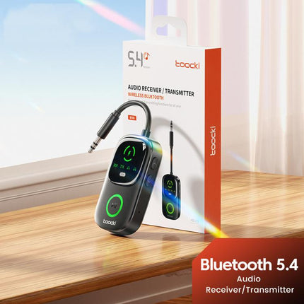 Toocki 2-in-1 Bluetooth 5.4 Transmitter Receiver AUX 3.5mm Wireless Audio Adapter with Power Display, BT-05