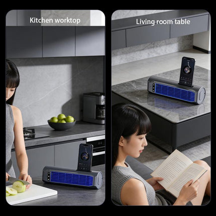 E7 Digital Display Desktop Tower Fan For Home Punch-Free Wall Mount & Table Fan With Phone Holder