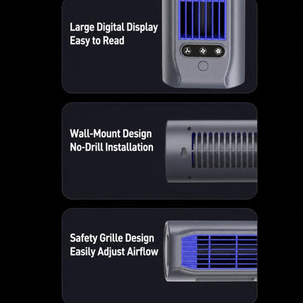 E7 Digital Display Desktop Tower Fan For Home Punch-Free Wall Mount & Table Fan With Phone Holder