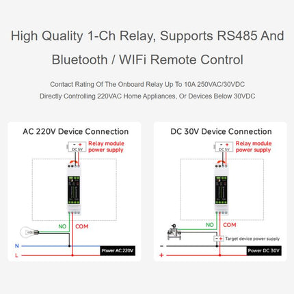Waveshare 32152 Industrial 1-Channel ESP32-S3 WiFi Relay Module Supports WiFi / Bluetooth / RS485 Control, 32152