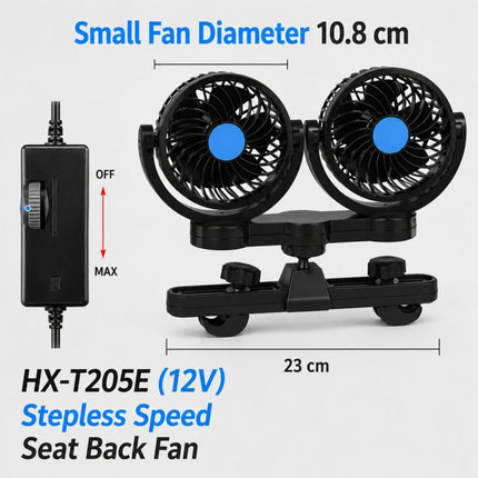 Powerful Rear Seat Cooling Car Fan, English 12V, English 24V