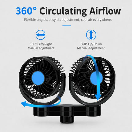 Powerful Rear Seat Cooling Car Fan, English 12V, English 24V