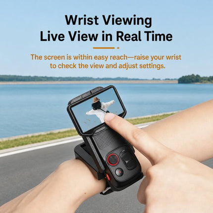 For Insta360 Luna Ultra Wrist Strap Mount Holder Remote Screen Rotating Bracket, Standard (Orange), Standard (Black), Standard (Red White Stripes), Standard (Blue White Stripes), Multi-Angle (Orange), Multi-Angle (Black), Multi-Angle (Red White Stripes...