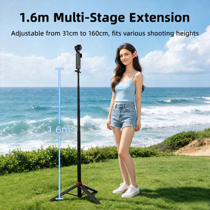 Flymile Ball-head Selfie Extension Rod Tripod For DJI, Insta360, GoPro and Other Action Cameras