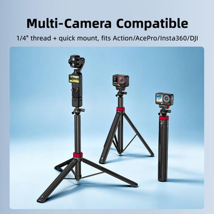 Flymile Ball-head Selfie Extension Rod Tripod For DJI, Insta360, GoPro and Other Action Cameras