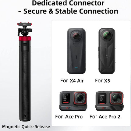 For Insta360 Ace Pro 2 / X5 BRDRC 1.6m Ball Head Quick-Release Tripod Selfie Extension Pole