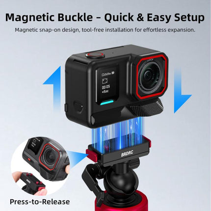 For Insta360 Ace Pro 2 / X5 BRDRC 1.6m Ball Head Quick-Release Tripod Selfie Extension Pole