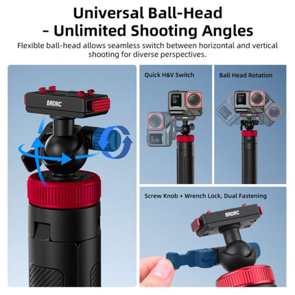 For Insta360 Ace Pro 2 / X5 BRDRC 1.6m Ball Head Quick-Release Tripod Selfie Extension Pole