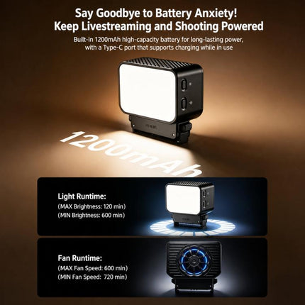 ShiYifan 2 In 1 Cooling Fan & Fill Light, For DJI Osmo Nano, For DJI Osmo Action 6, For DJI Osmo Action 4 / 5, For DJI Osmo Pocket 4 / 3 / Insta360 Luna Ultra