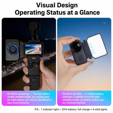 ShiYifan 2 In 1 Cooling Fan & Fill Light, For DJI Osmo Nano, For DJI Osmo Action 6, For DJI Osmo Action 4 / 5, For DJI Osmo Pocket 4 / 3 / Insta360 Luna Ultra
