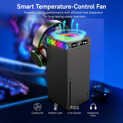 ipega Top Cooling Fan For Xbox Series X Console Auto Temp Sensor Cooler with RGB Light & Headset Hook, PG-XBX026S